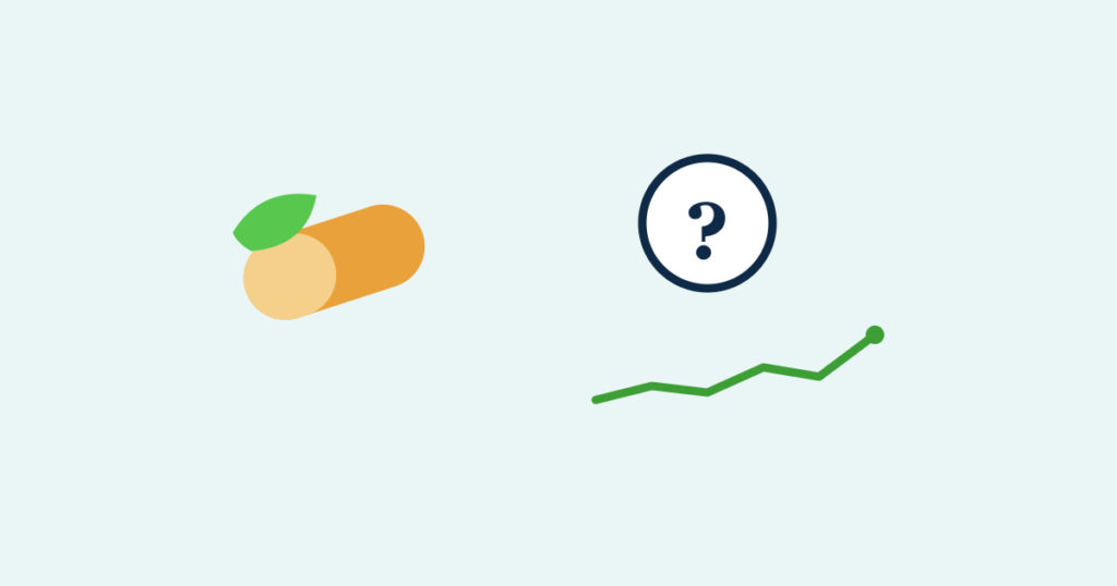 A yellow berberine capsule with a leaf, a question mark, and a falling glucose line