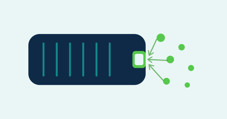 Illustration of a striated muscle fiber with an open GLUT4 door drawing in green glucose molecules