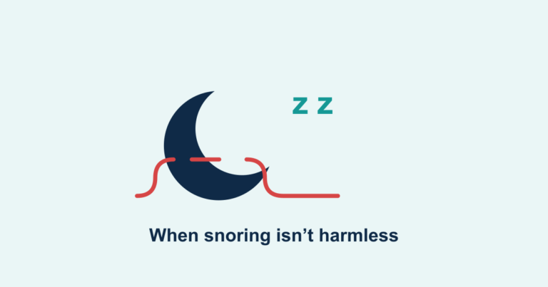 A sleeping figure with a broken breathing wave, representing sleep apnea