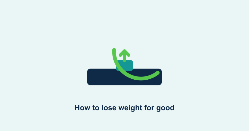 A scale with a downward arrow, symbolizing sustainable weight loss