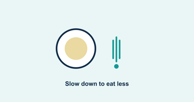 A plate beside a clock, illustrating slow, mindful eating