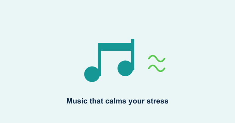 Music notes beside calm sound waves