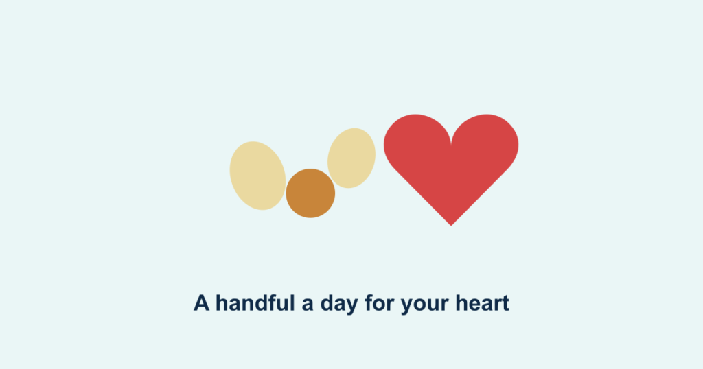 A few nuts beside a heart symbol