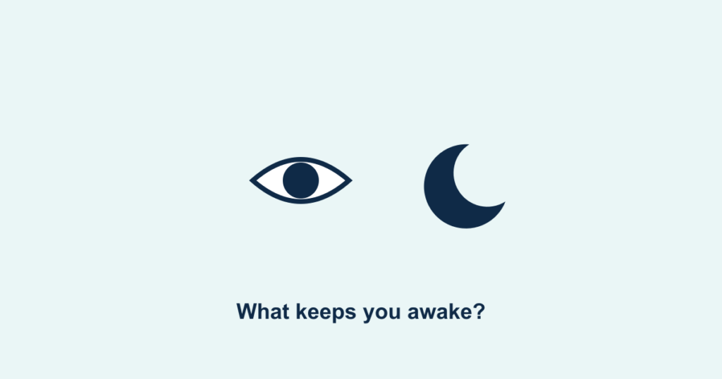 Open eyes beside a moon, illustrating insomnia