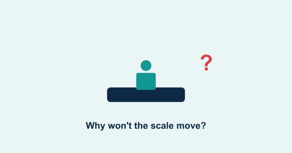 A scale that won't move, with a question mark